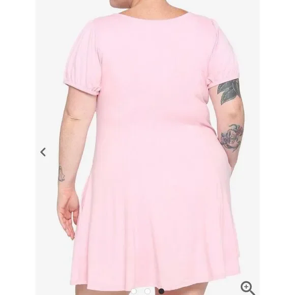Hot Topic Pastel Pink Empire Dress Baby Pink Plus Size 2 Nwot - Picture 2 of 6